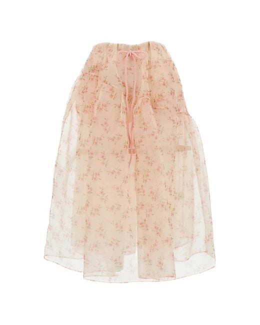 Simone Rocha White Floral-Patterned Midi Skirt