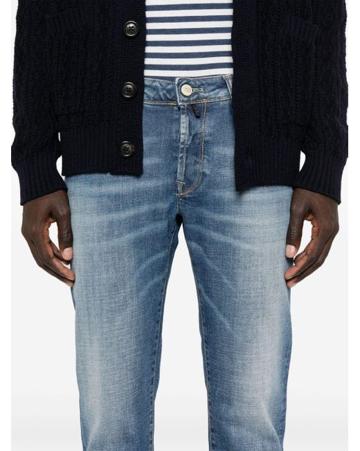 Incotex Blue Distressed Slim-fit Jeans for men