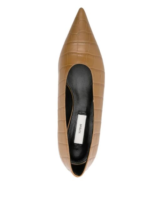 Totême Brown 20Mm Croc-Embossed Pointed-Toe Pumps