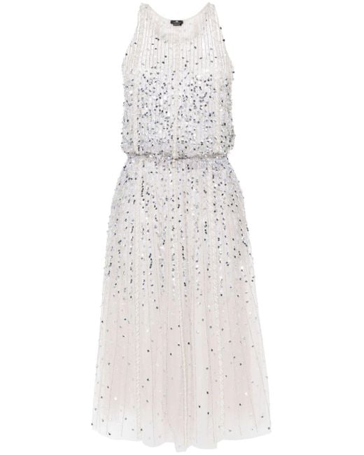 Elisabetta Franchi Midi-jurk Verfraaid Met Pailletten in het White