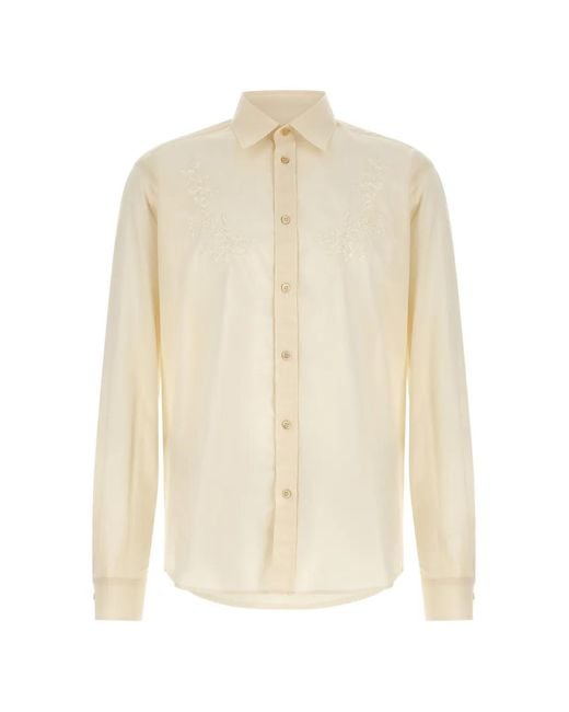 Valentino Garavani White Floral-Embroidered Cotton Shirt for men