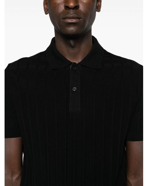 Paul & Shark Black Striped Cotton Polo Shirt for men