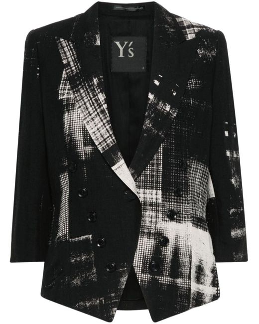 Blazer a quadri di Y's Yohji Yamamoto in Black