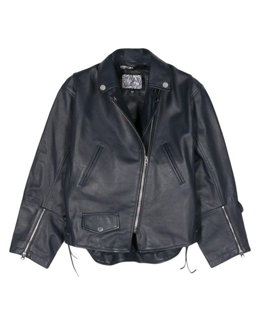 Bimba Y Lola Gray Leather Biker Jacket