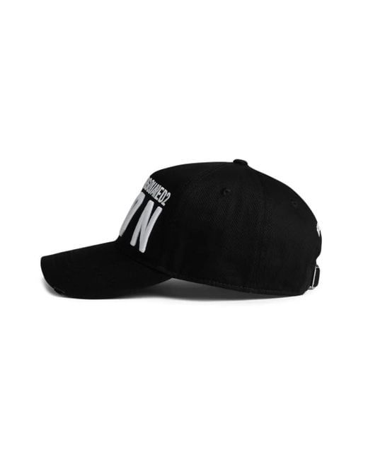 DSquared² Black Logo-Embroidered Baseball Hat for men