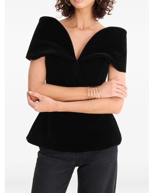 MOOS STUDIO Black V-Neck Peplum Top