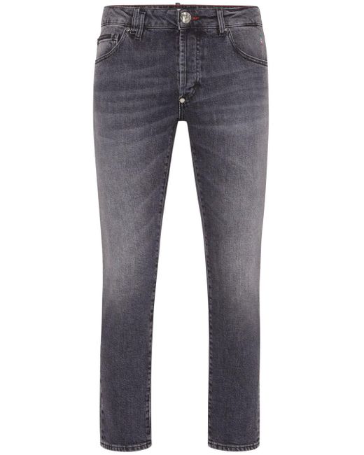 Philipp Plein Blue Appliqué-detail Slim-fit Jeans for men