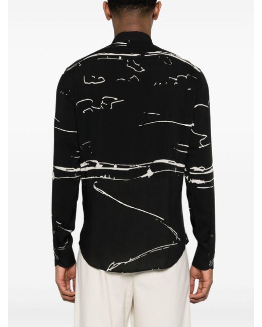 Camisa con estampado abstracto Emporio Armani de hombre de color Black