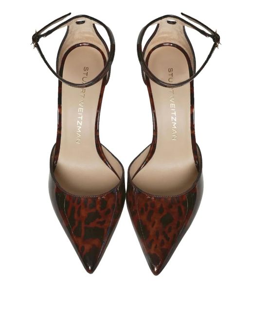 Stuart Weitzman Metallic 85Mm Ankle Strap Pointed Pumps