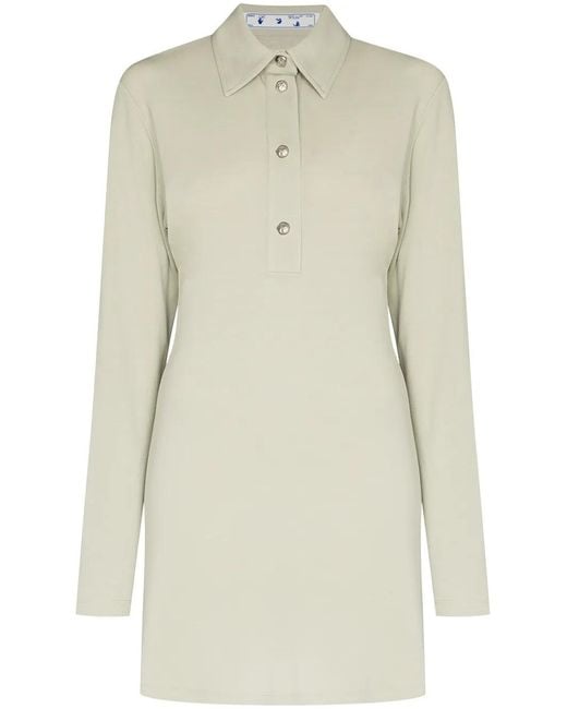 Off-White c/o Virgil Abloh White Polo Collar Long-Sleeve Dress