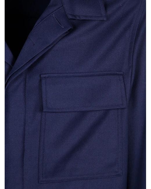 Cruna Blue Bruges Wool Shirt Jacket for men