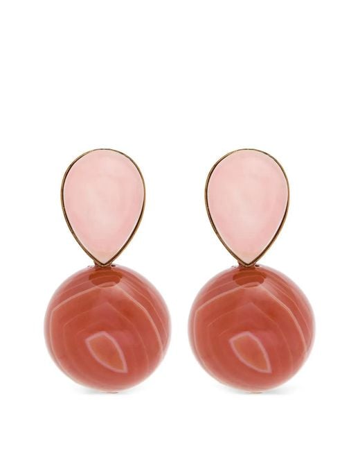 Jennifer Behr Pink Agate Drop Earrings
