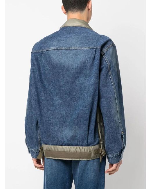 Sacai Blue Contrasting-Collar Denim Jacket for men