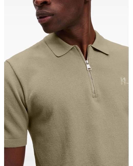 Karl Lagerfeld Green Half-Zip Polo Shirt for men