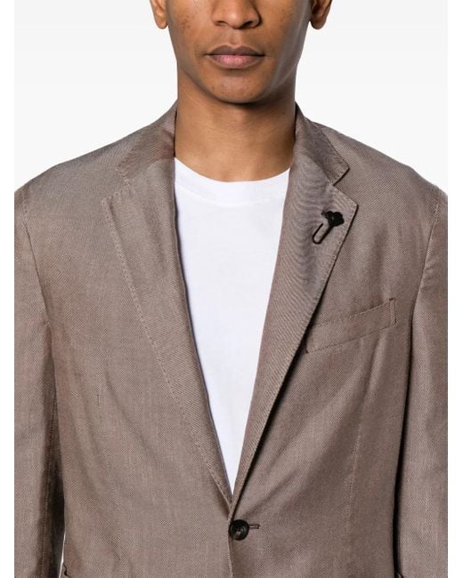 Lardini Brown Brooch-Detail Single-Breasted Blazer for men