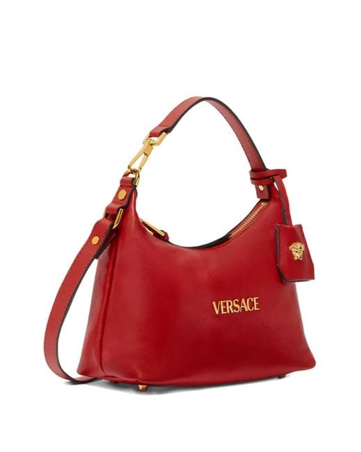 Versace Tag レザーショルダーバッグ Red