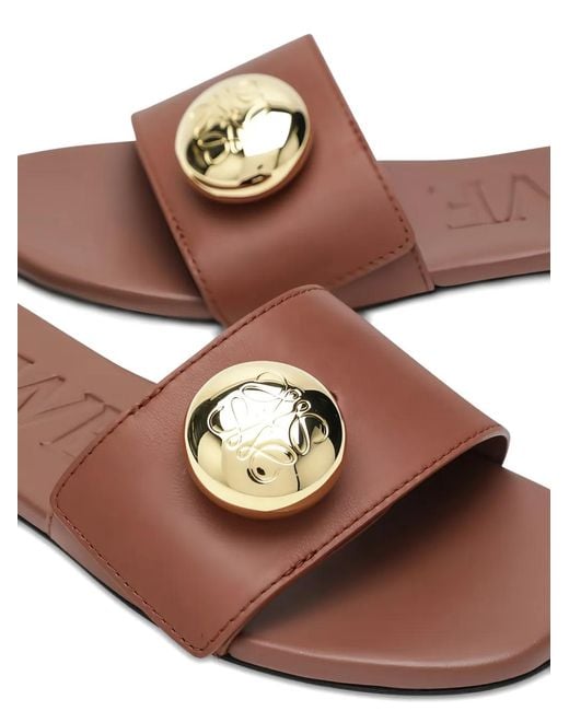 Loewe Brown Open-Toe Slides