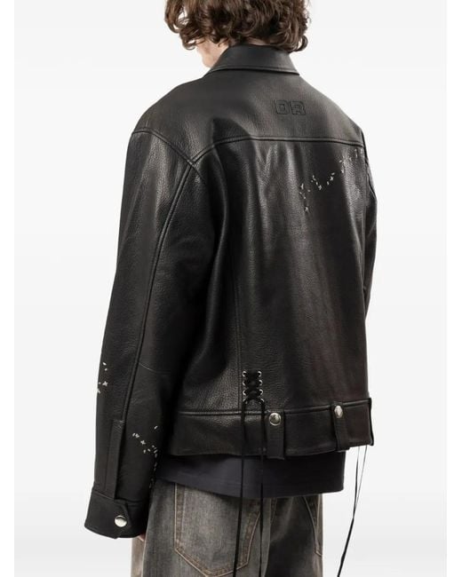 DOMREBEL Black Roses Lambskin Jacket for men