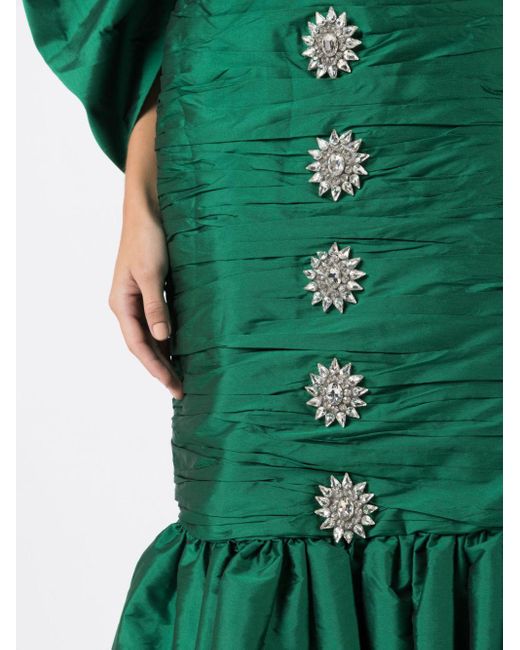 Olympiah Green Kleid mit V-Ausschnitt