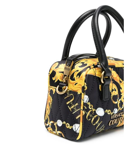 Versace Jeans Couture Black Baroque-Print Tote Bag