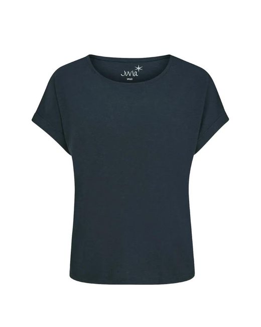 Juvia Blue Slub-Texture Boxy T-Shirt