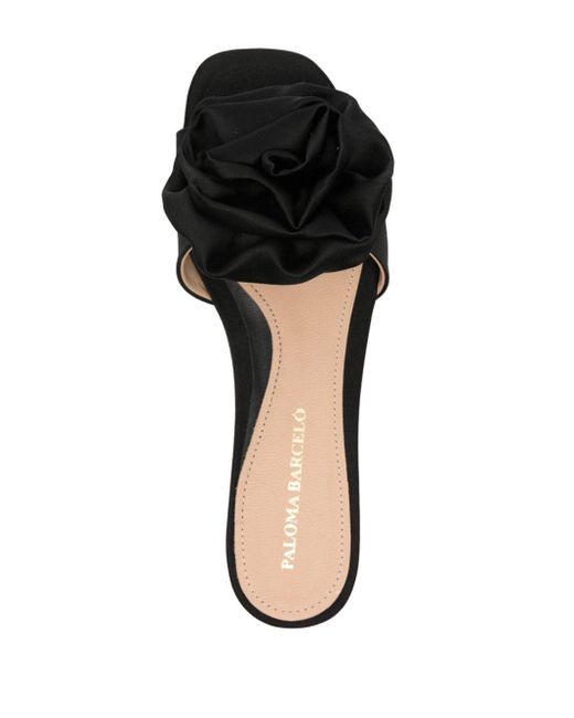 Paloma Barceló Black Calipso Floral-appliqué Sandals