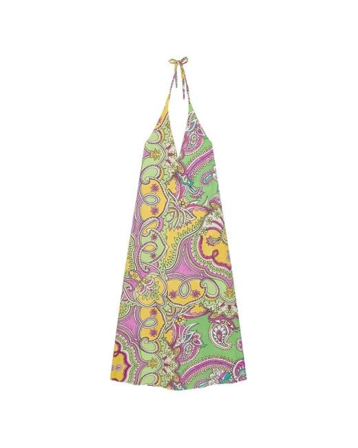 Maliparmi White Hippie Lotus V-Neck Dress