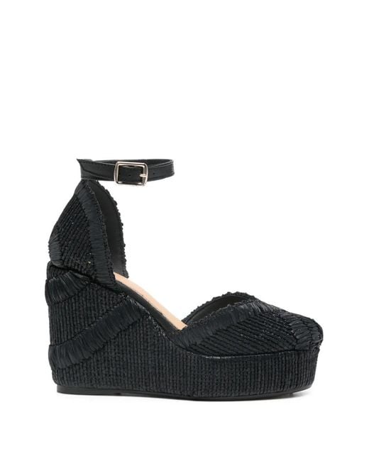 Castaner Black Charmie Ankle-Strap Platform Espadrilles