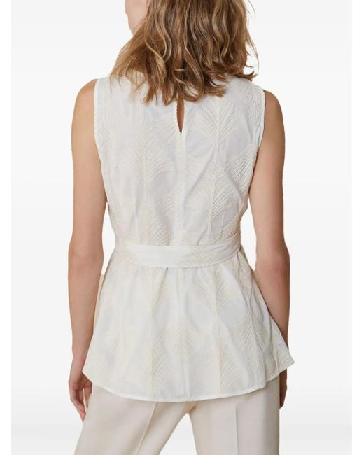 Pennyblack Natural Patterned-Jacquard Belted Vest