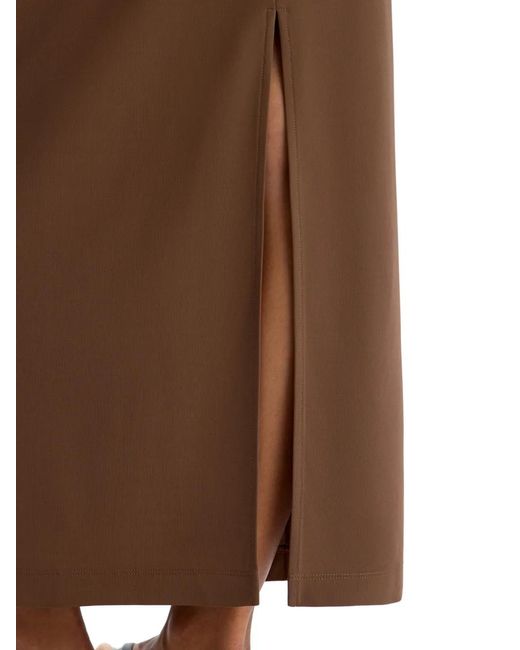 12 STOREEZ Brown Split Midi Skirt
