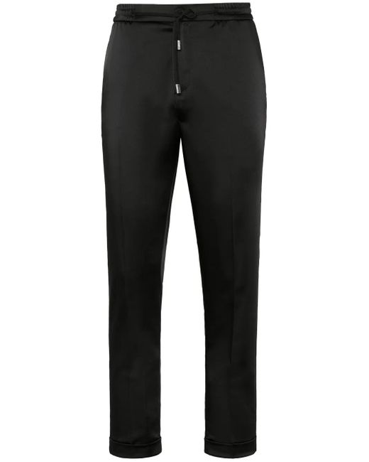 Philipp Plein Black Satin Tailored Trousers for men