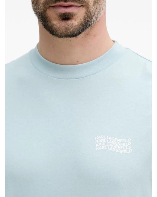 Karl Lagerfeld Blue Logo-Print T-Shirt for men