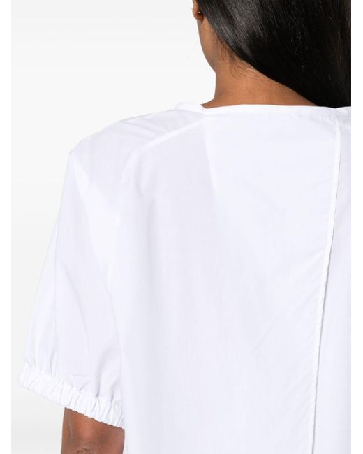 Emporio Armani White Popeline-Bluse mit Logo-Stickerei