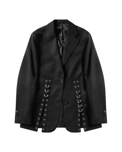 Simone Rocha Black Grommet Eyelet-Embellished Cut-Out Jacket