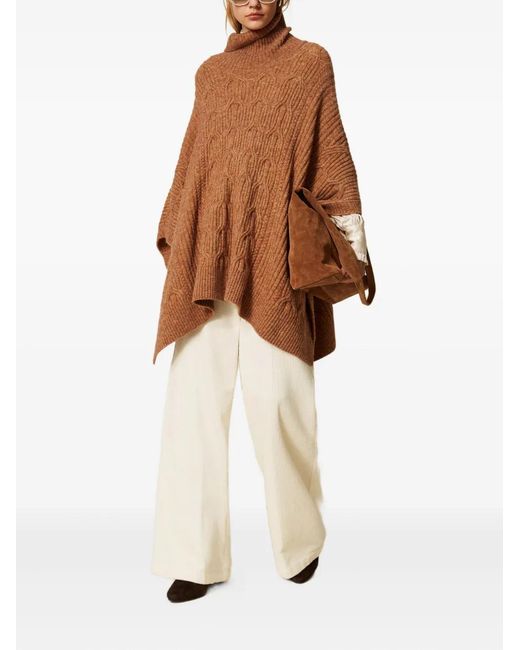Twinset Brown Knitted Cape