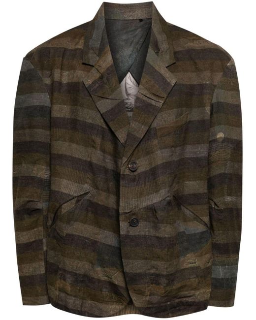 Ziggy Chen Black Distressed Striped Blazer for men