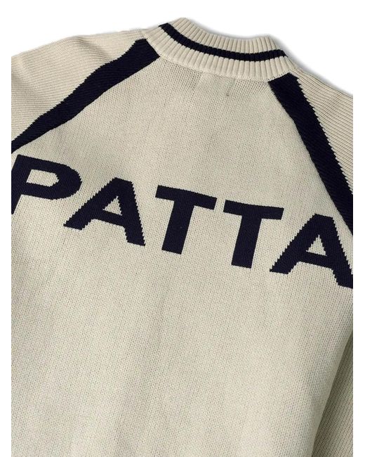 PATTA Natural Logo-Jacquard Zip-Up Cardigan