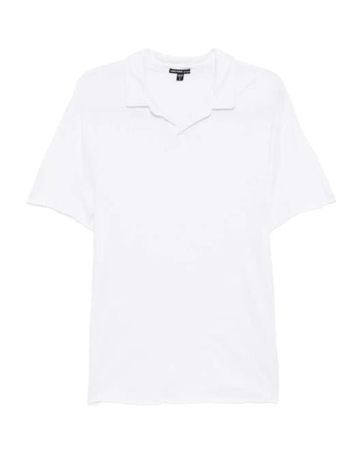 James Perse White Slub Polo Top for men