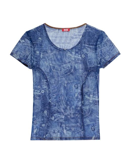 T-Shirt À Logo Imprimé DIESEL en coloris Blue