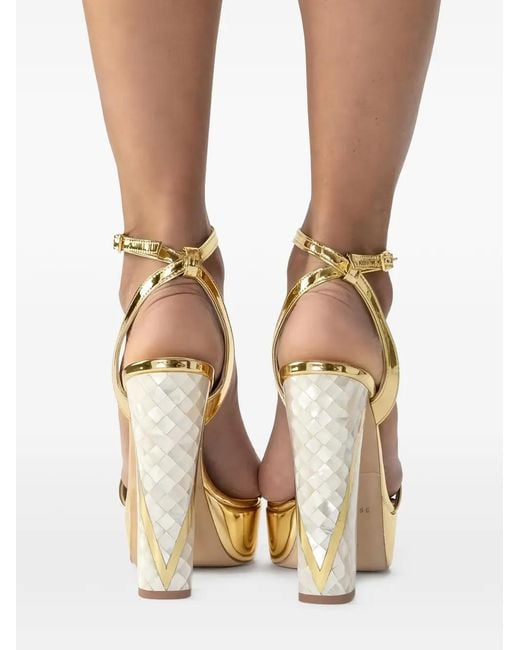 freya rose Metallic Tyra Block-Heel Sandals