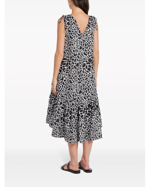 Karl Lagerfeld White Animal-Print V-Neck Midi Dress