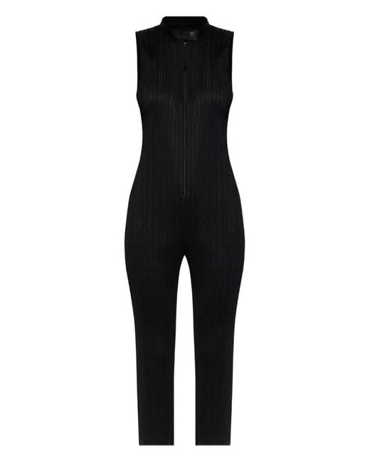 Pleats Please Issey Miyake Black Pleated Long Jumpsuit
