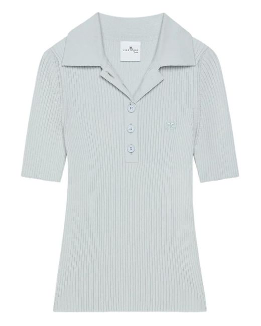 Polo Nervuré À Manches Courtes Courreges en coloris Blue
