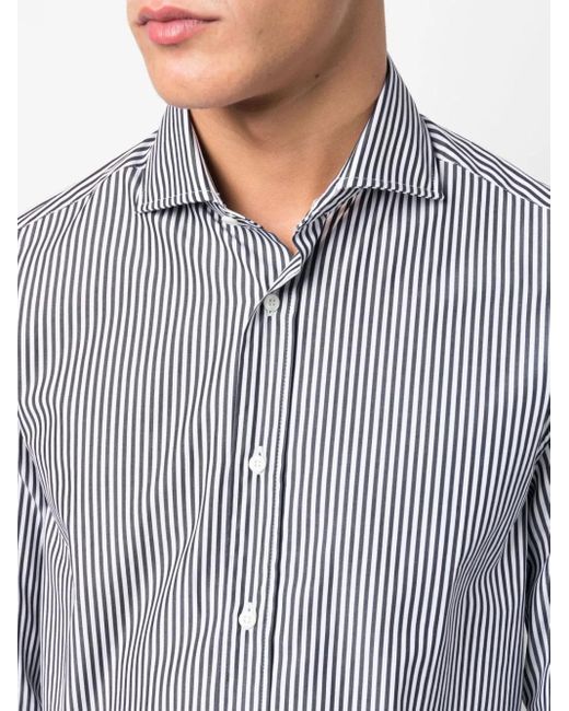 Brunello Cucinelli Blue Slim Fit Cotton Shirt for men