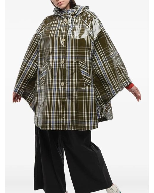 Woolrich Green Hawthorn Check-Pattern Cape