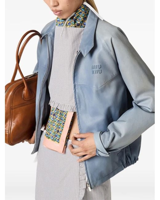 Miu Miu Blue Nappa-Leather Jacket