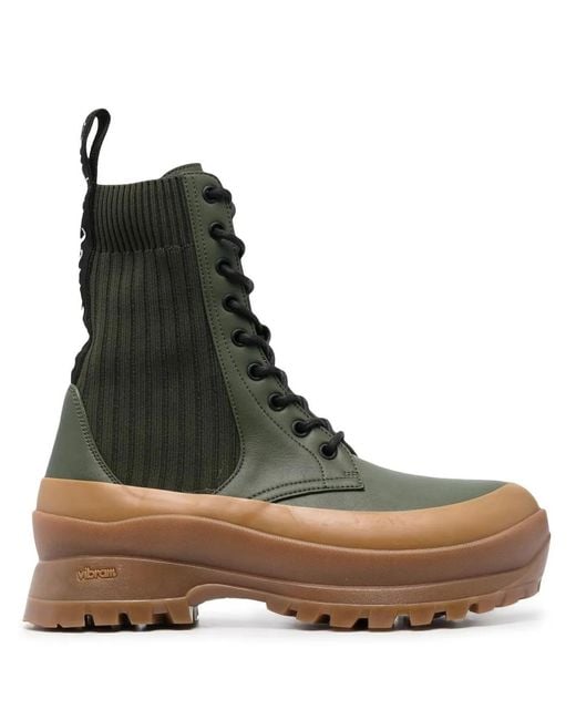 Stella McCartney Green Trace Lace-Up Ankle Boots