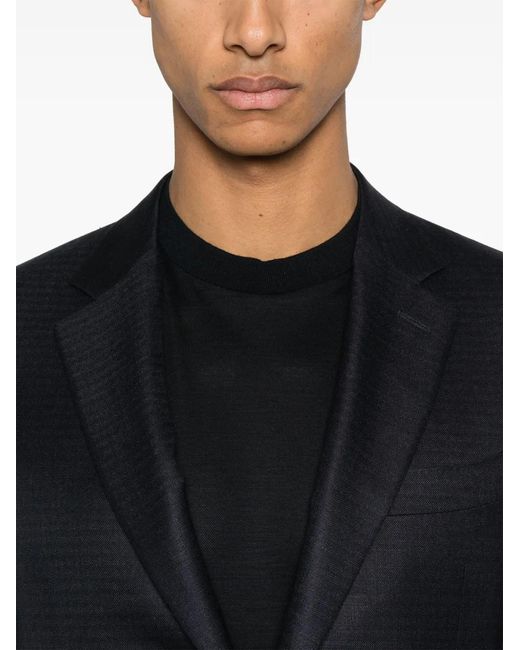 Canali Blue Herringbone-Pattern Blazer for men