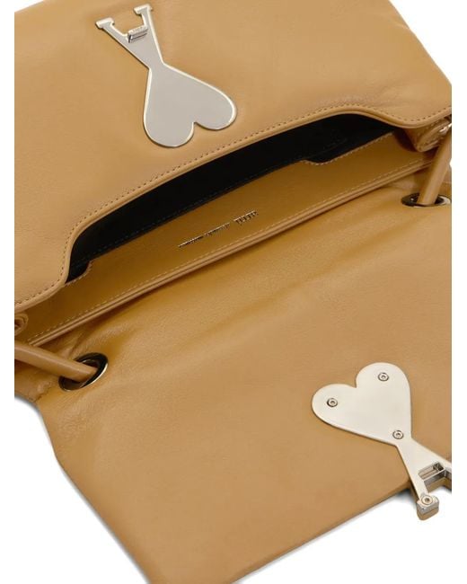 AMI Natural Voulez-Vous Leather Shoulder Bag