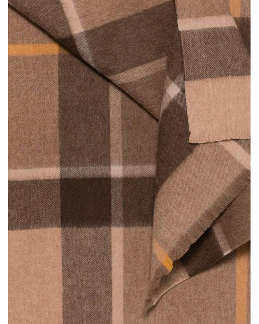 Barbour Brown Check-Pattern Fringed Scarf